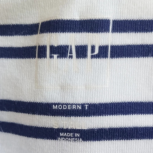 GAP Navy and White Striped Wrap Tee Preppy Nautical Small Tall - Picture 5 of 6